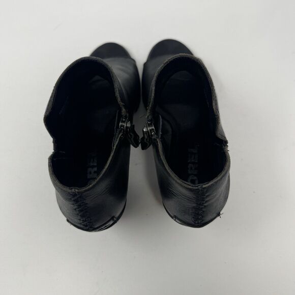 Sorel Nadia NL2842-010 Ankle‎ Boot Peep Toe Woman’s Black Leather Size: 8.5 - Picture 6 of 11